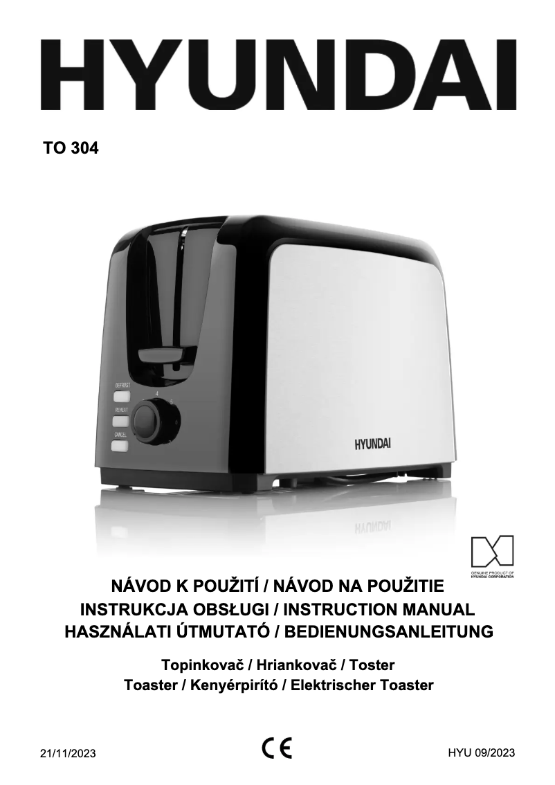 Page 1 de la notice Manuel utilisateur Hyundai TO 304