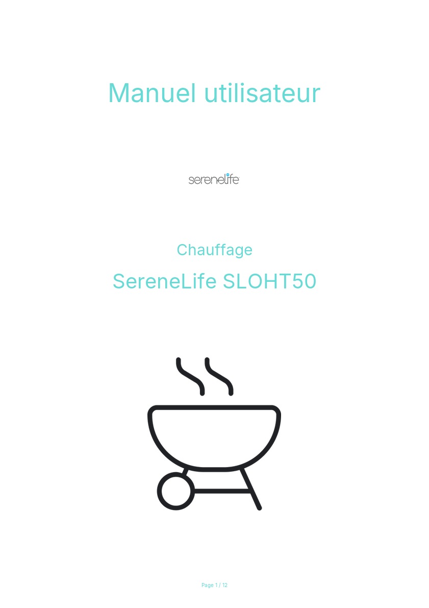 Page n°1 - Manuel utilisateur SereneLife SLOHT50