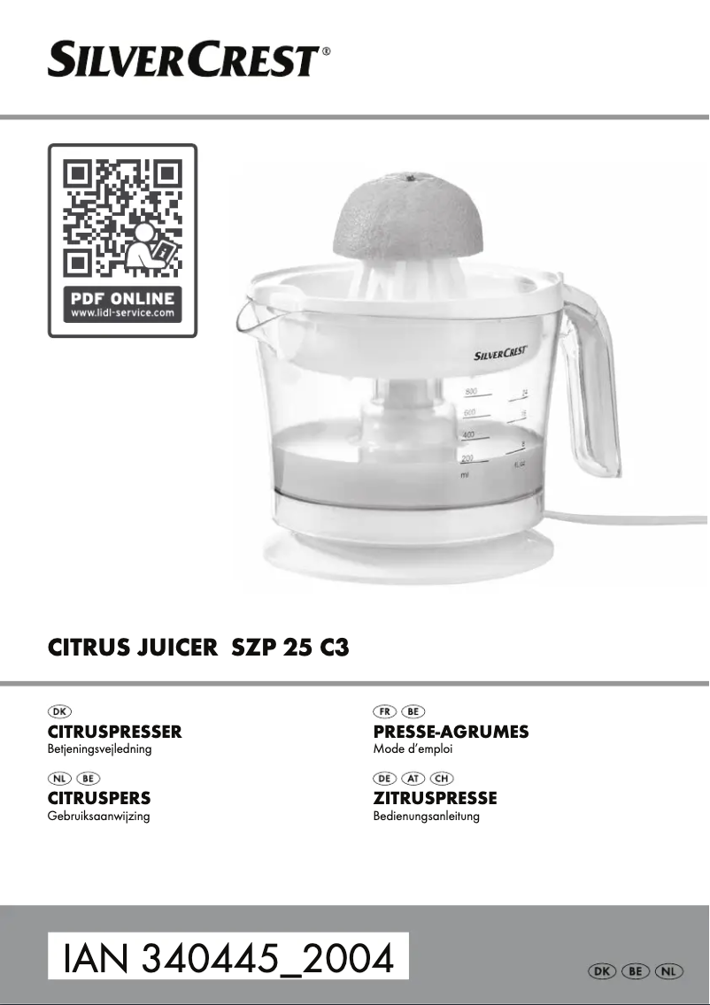Page 1 de la notice Manuel utilisateur SilverCrest SZP 40 B1