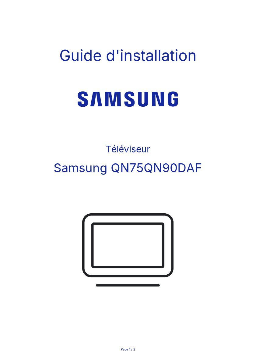 Page n°1 - Guide d'installation Samsung QN75QN90DAF