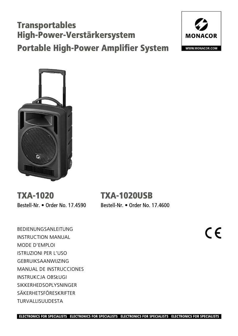 Image de la première page du manuel de l'appareil TXA-1020USB