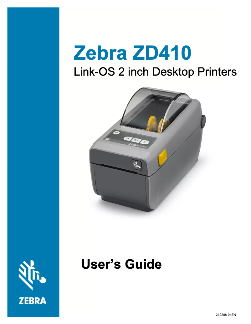 Page n°1 - Manuel utilisateur Zebra ZD410