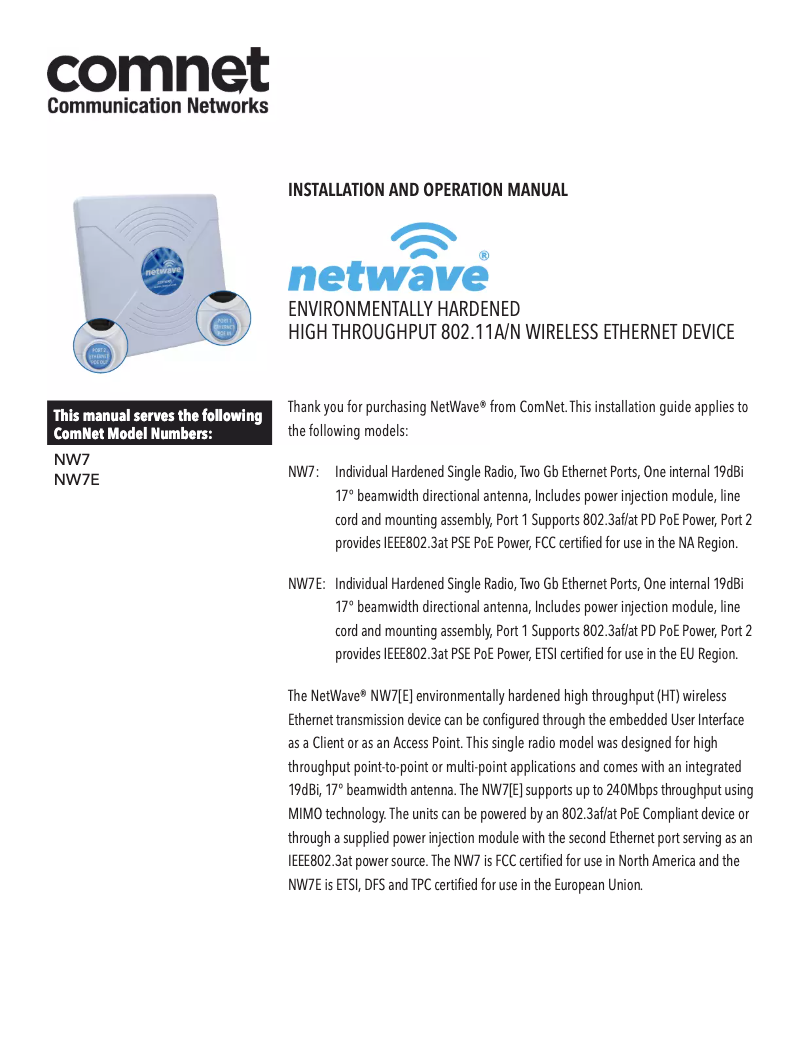 Image de la première page du manuel de l'appareil NetWave NW7