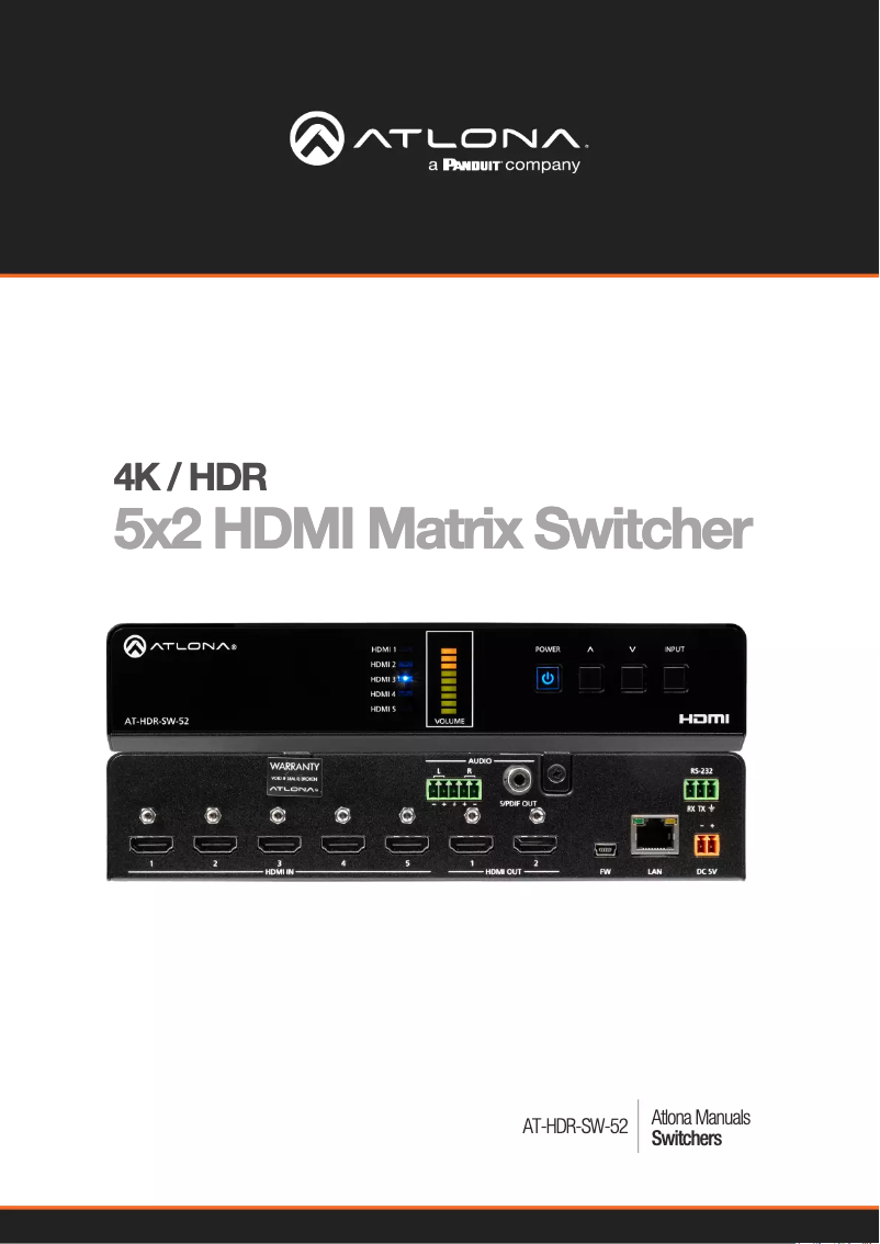 Page 1 de la notice Manuel utilisateur Atlona HDR-SW-52