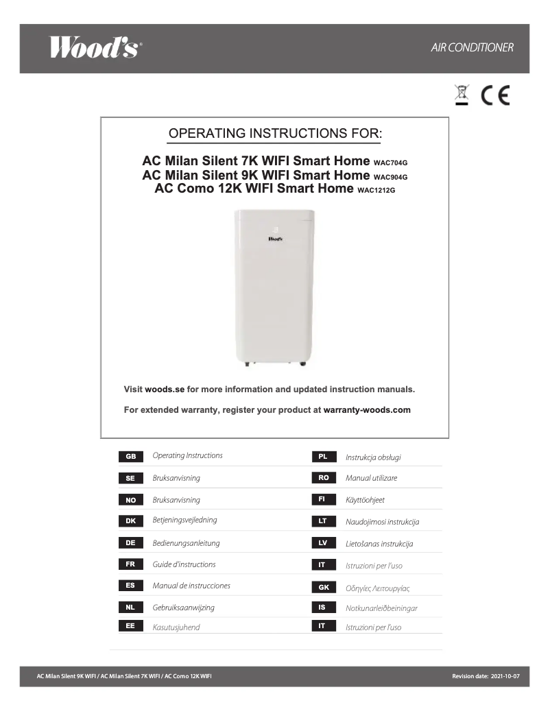 Page 1 de la notice Manuel utilisateur Wood's WAC904G
