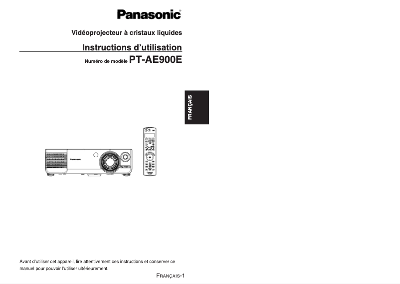 Image de la première page du manuel de l'appareil PT-AE900E