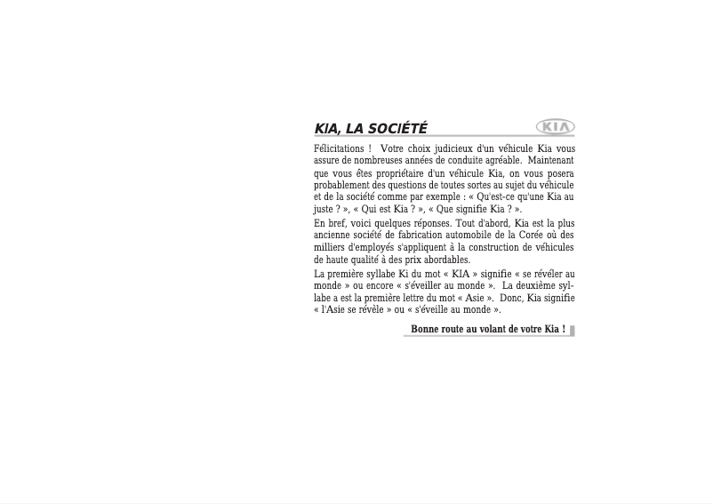 Page 1 de la notice Manuel utilisateur Kia Sportage (2007)