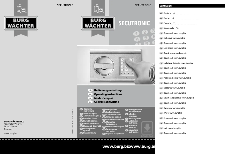 Page 1 de la notice Manuel utilisateur Burg Wächter Home-Safe H 210 E