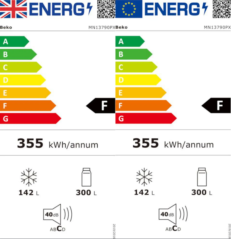 Page 1 de la notice Label énergétique Beko MN13790