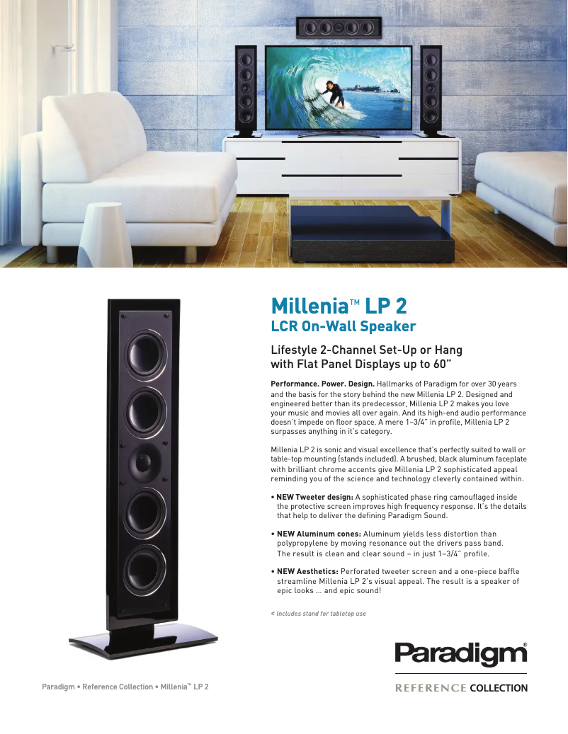 Page n°1 - Fiche technique Paradigm Millenia LP 2