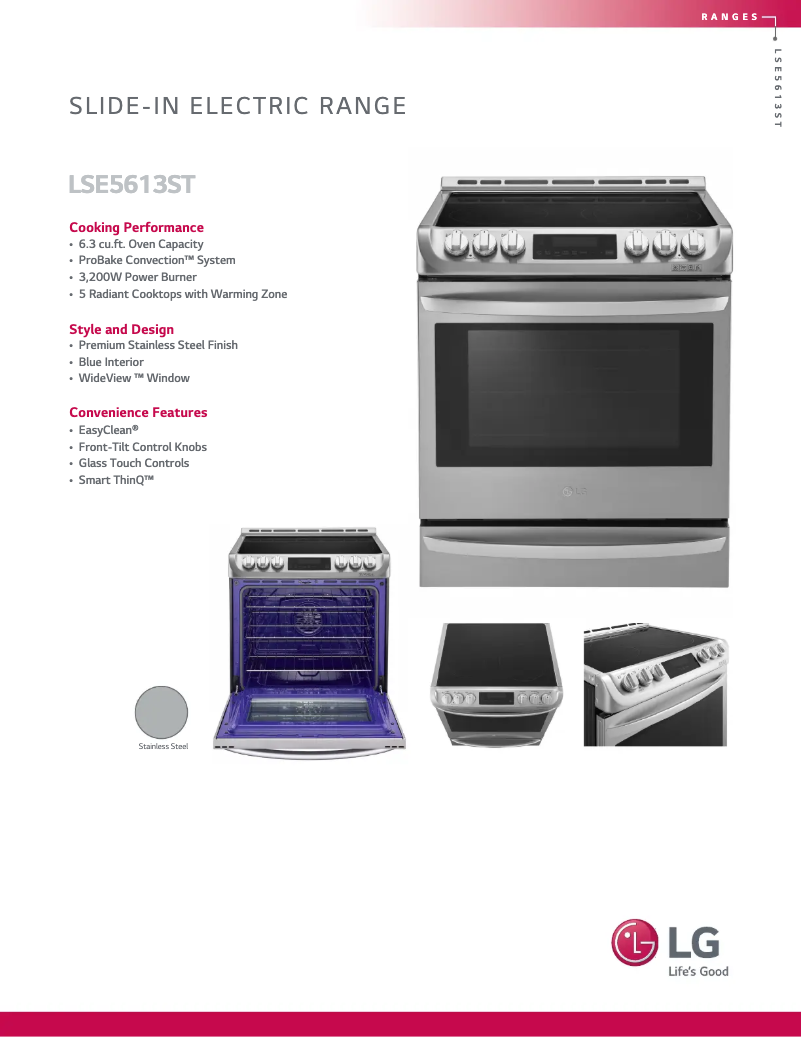 Page 1 de la notice Fiche technique LG LSE5613ST