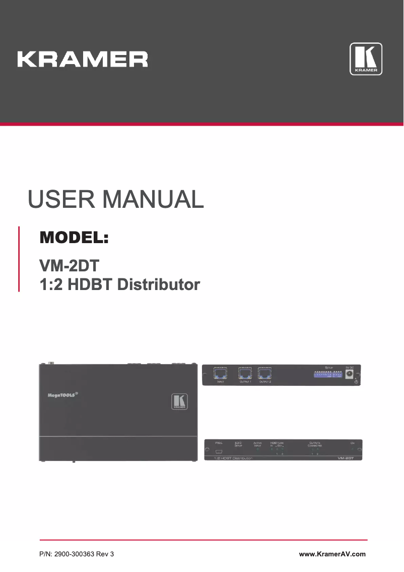 Page n°1 - Manuel utilisateur Kramer VM-2DT