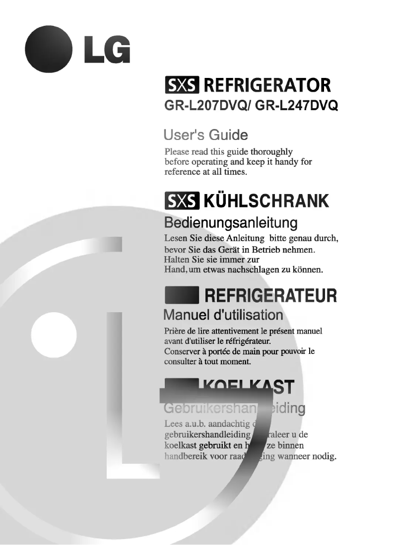 Page 1 de la notice Manuel utilisateur LG GR-L207DVQ