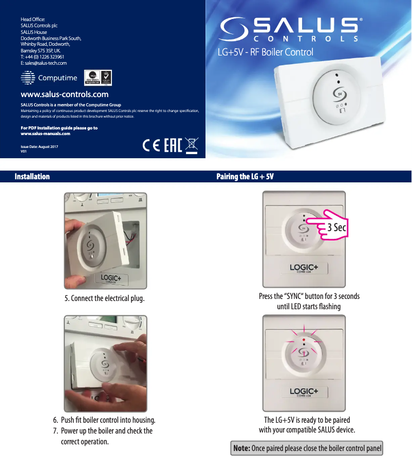 Page 1 de la notice Manuel utilisateur Salus LG+5V