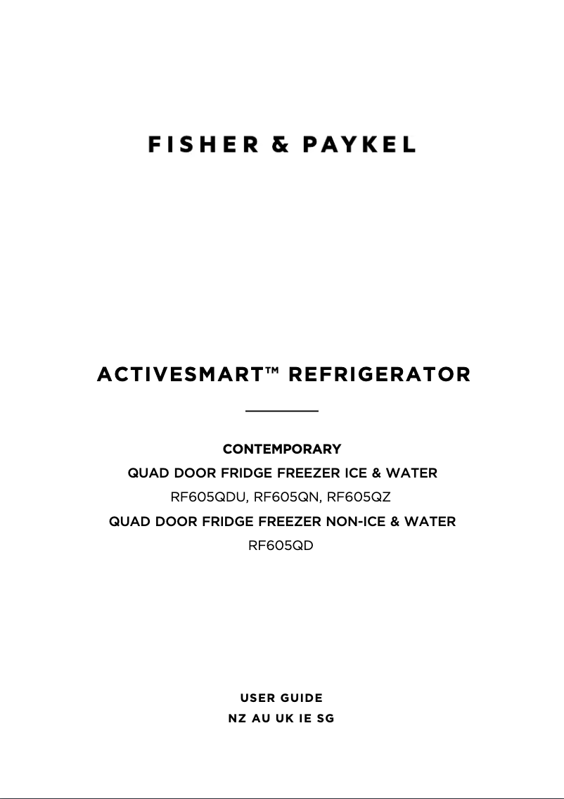 Page n°1 - Manuel utilisateur Fisher & Paykel RF605QZUVB1