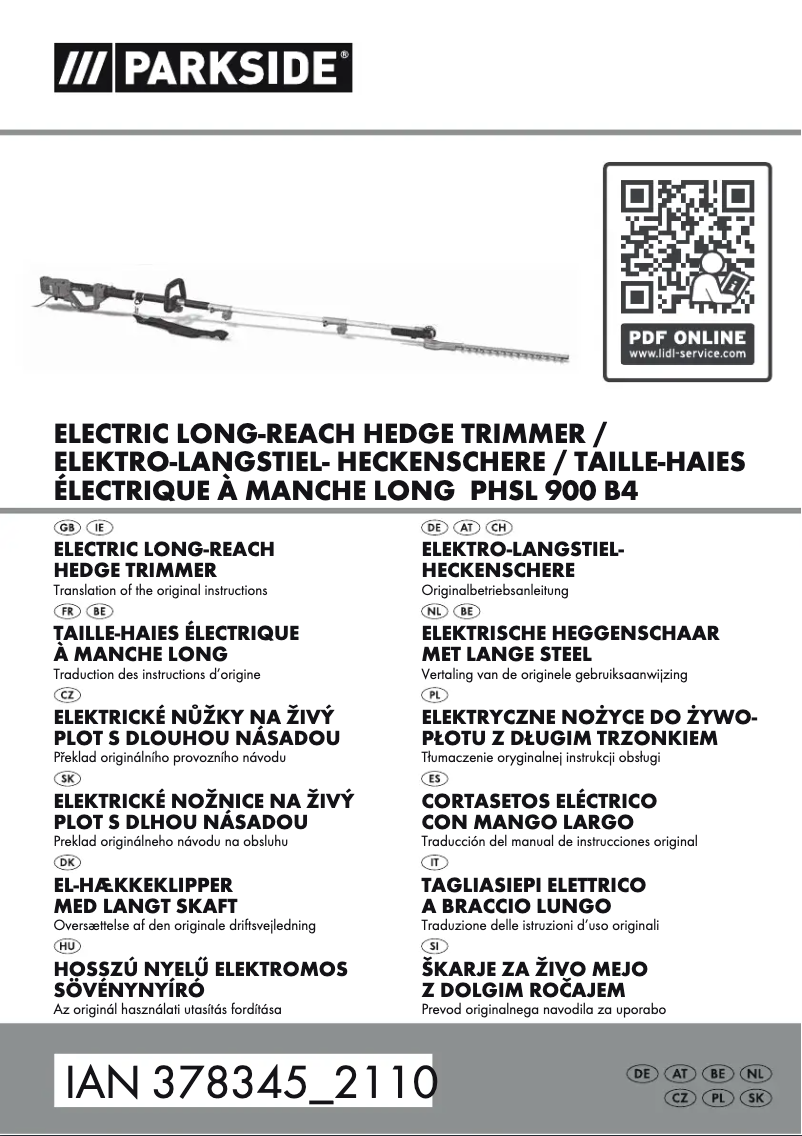 Page 1 de la notice Manuel utilisateur Parkside PHSL 900 B4