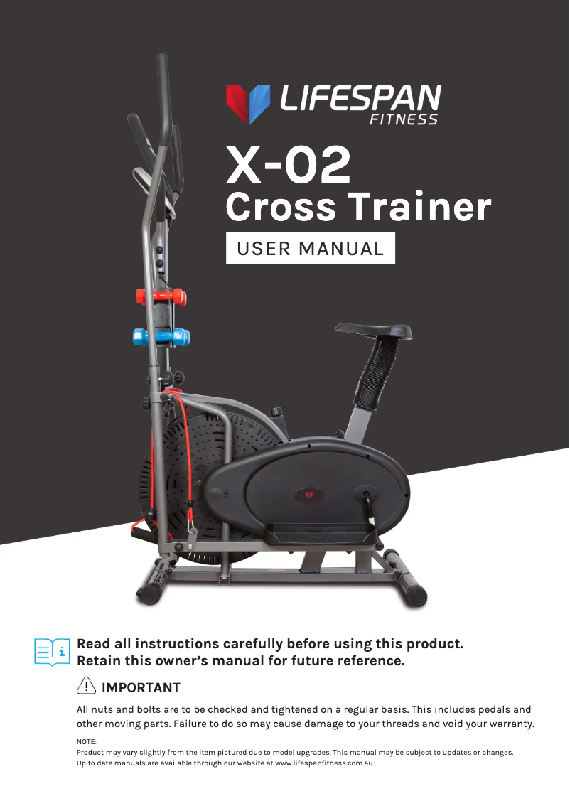 Page n°1 - Manuel utilisateur LifeSpan X-02