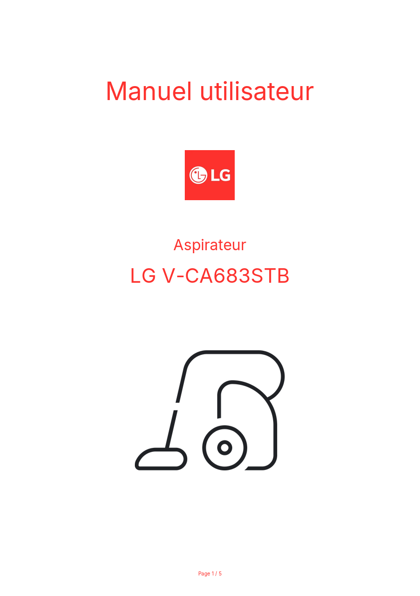 Page n°1 - Manuel utilisateur LG V-CA683STB