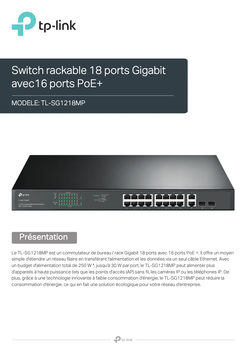 Page n°1 - Fiche technique TP-Link TL-SL1218MP