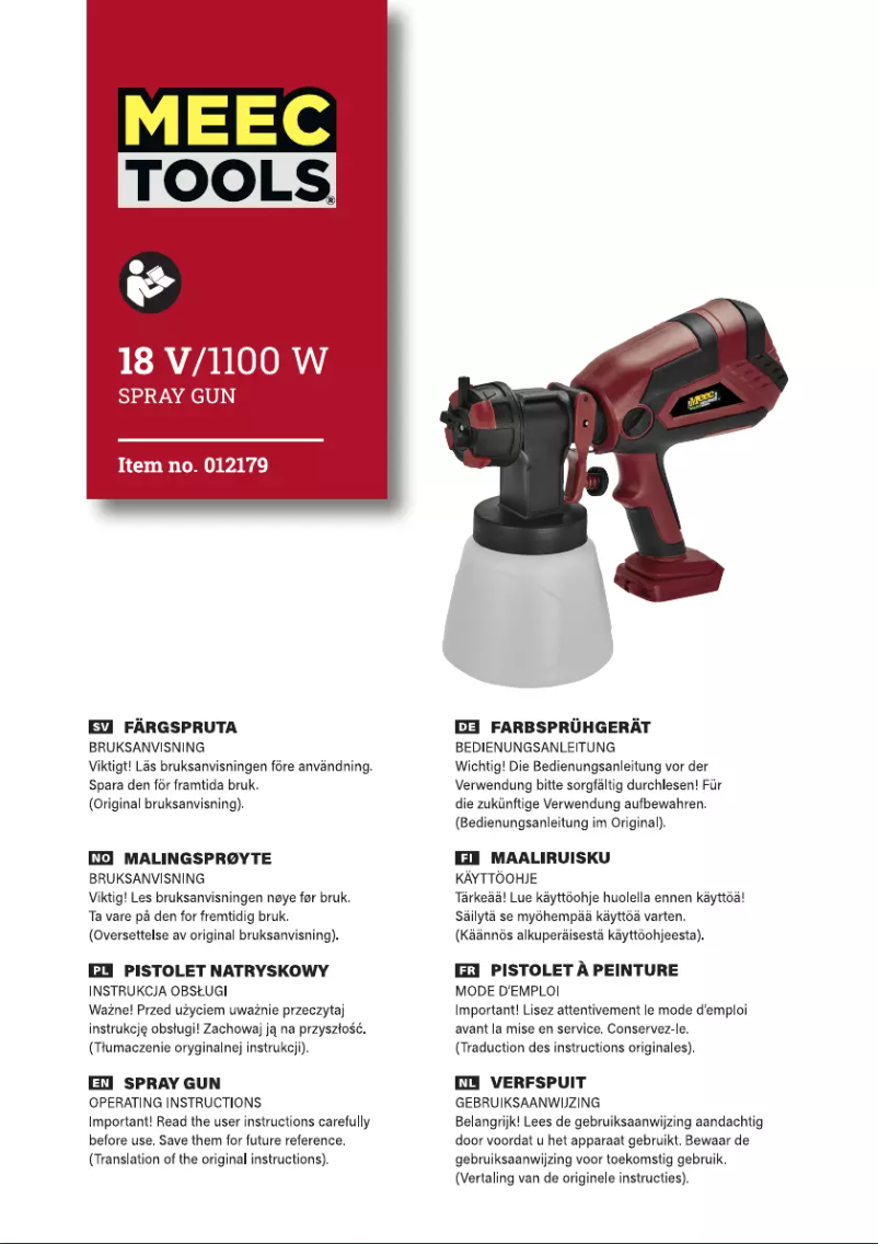 Page 1 de la notice Manuel utilisateur Meec Tools 012179