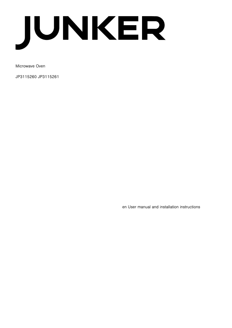 Page n°1 - Manuel utilisateur Junker JP3115261