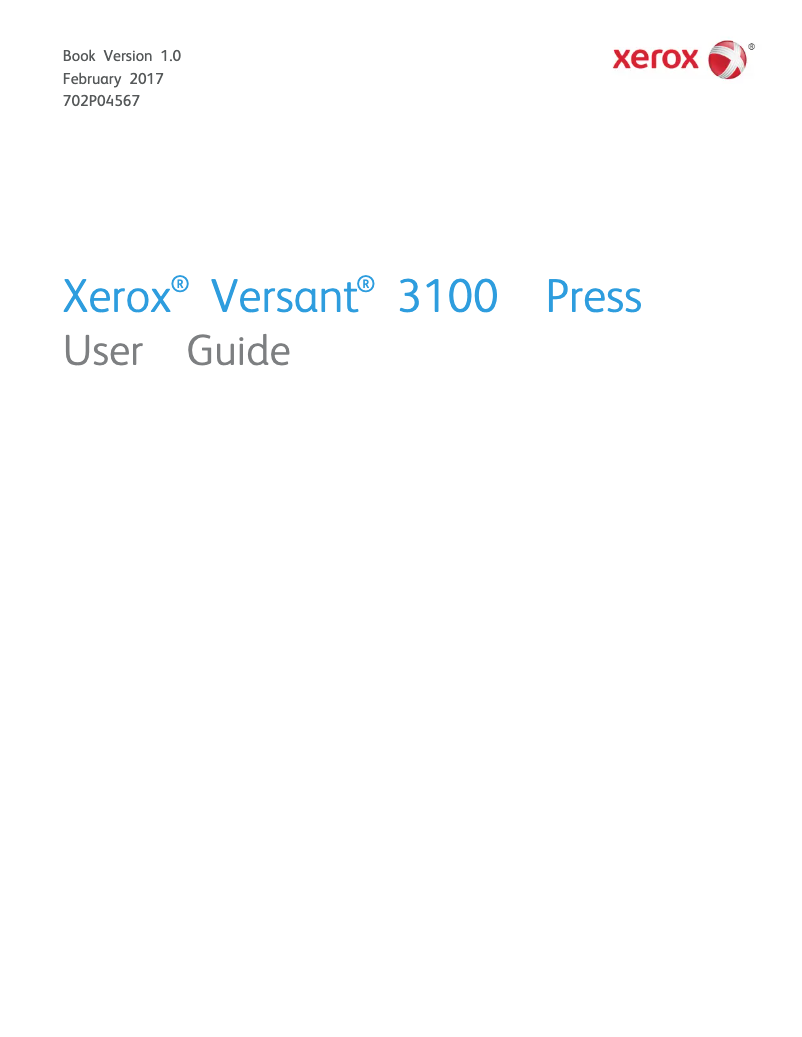 Page 1 de la notice Manuel utilisateur Xerox Versant 3100 Press