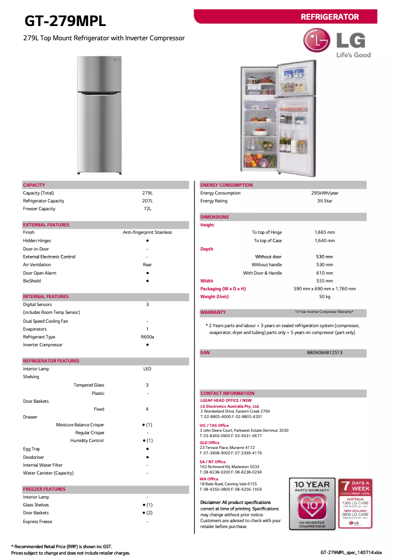Image de la première page du manuel de l'appareil GT-279MPL