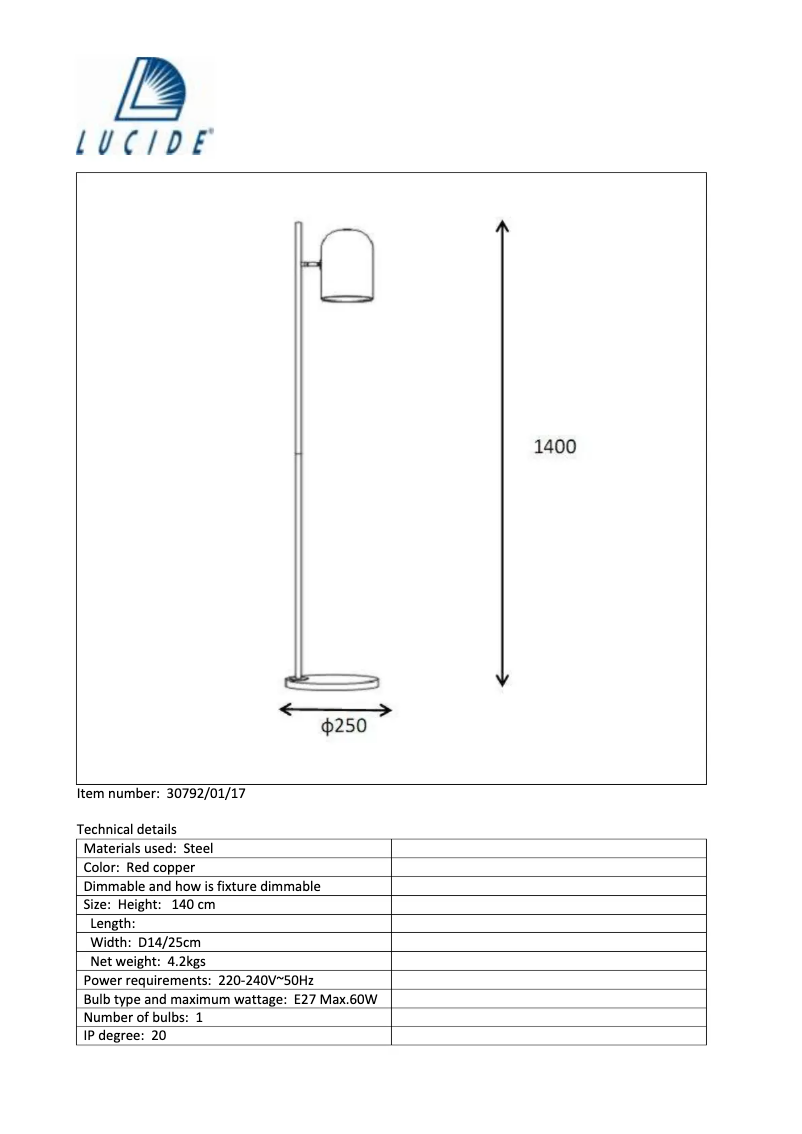 Page n°1 - Manuel utilisateur Lucide Bliny
