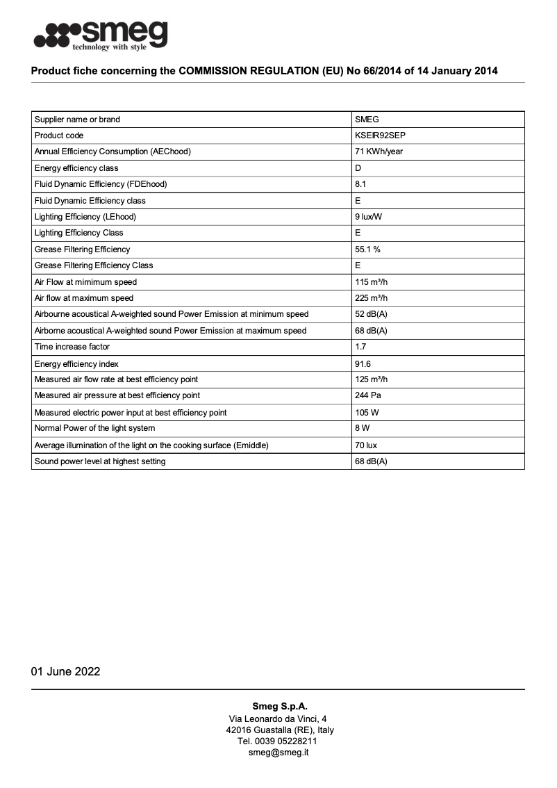 Page 1 de la notice Brochure Smeg KSEIR92SEP