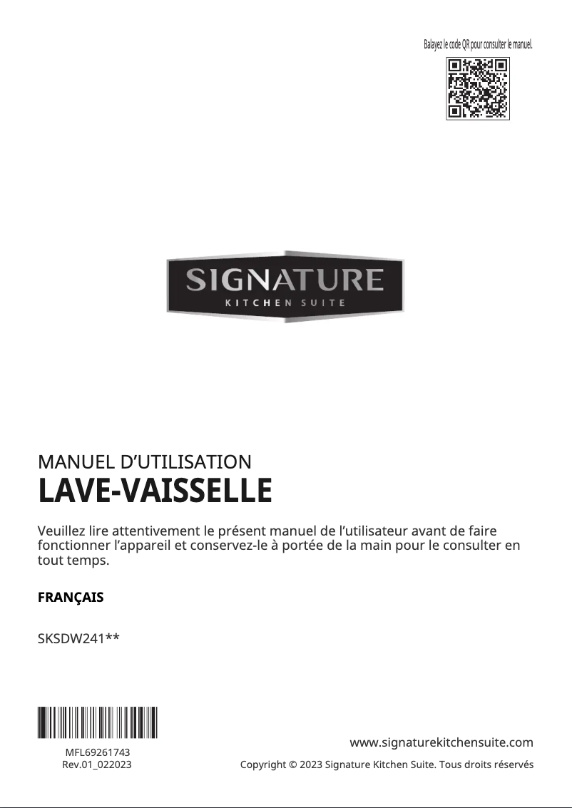 Page n°1 - Manuel utilisateur Signature SKSDW2411S