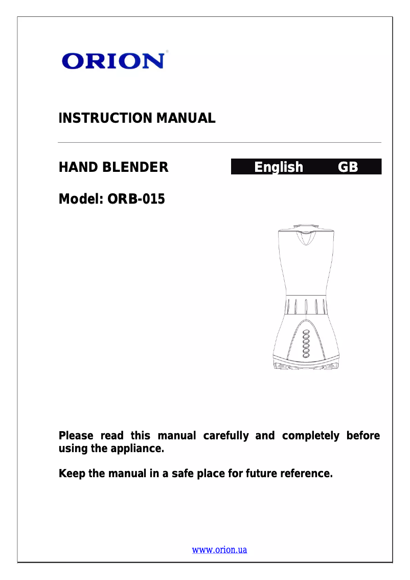 Page 1 de la notice Manuel utilisateur Orion ORB-015