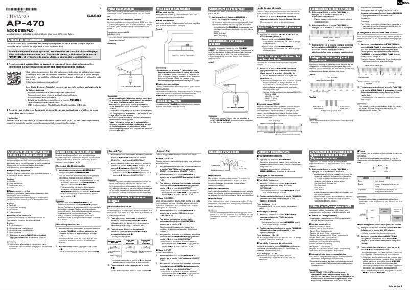 Image de la première page du manuel de l'appareil Celviano AP-470