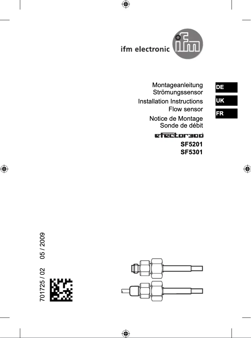 Page 1 de la notice Manuel utilisateur IFM SF5201