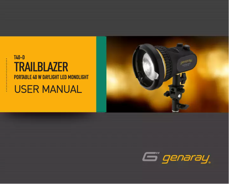 Page n°1 - Manuel utilisateur Genaray Trailblazer T40-D