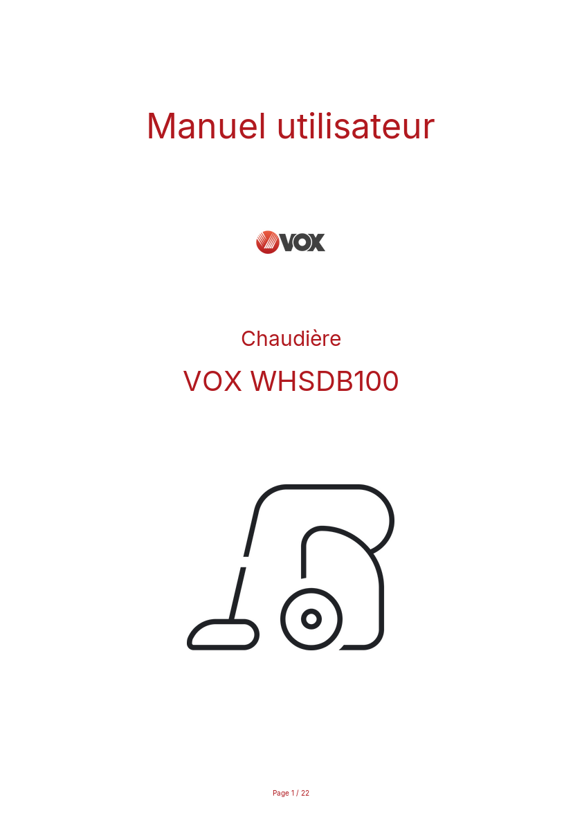 Image de la première page du manuel de l'appareil WHSDB100