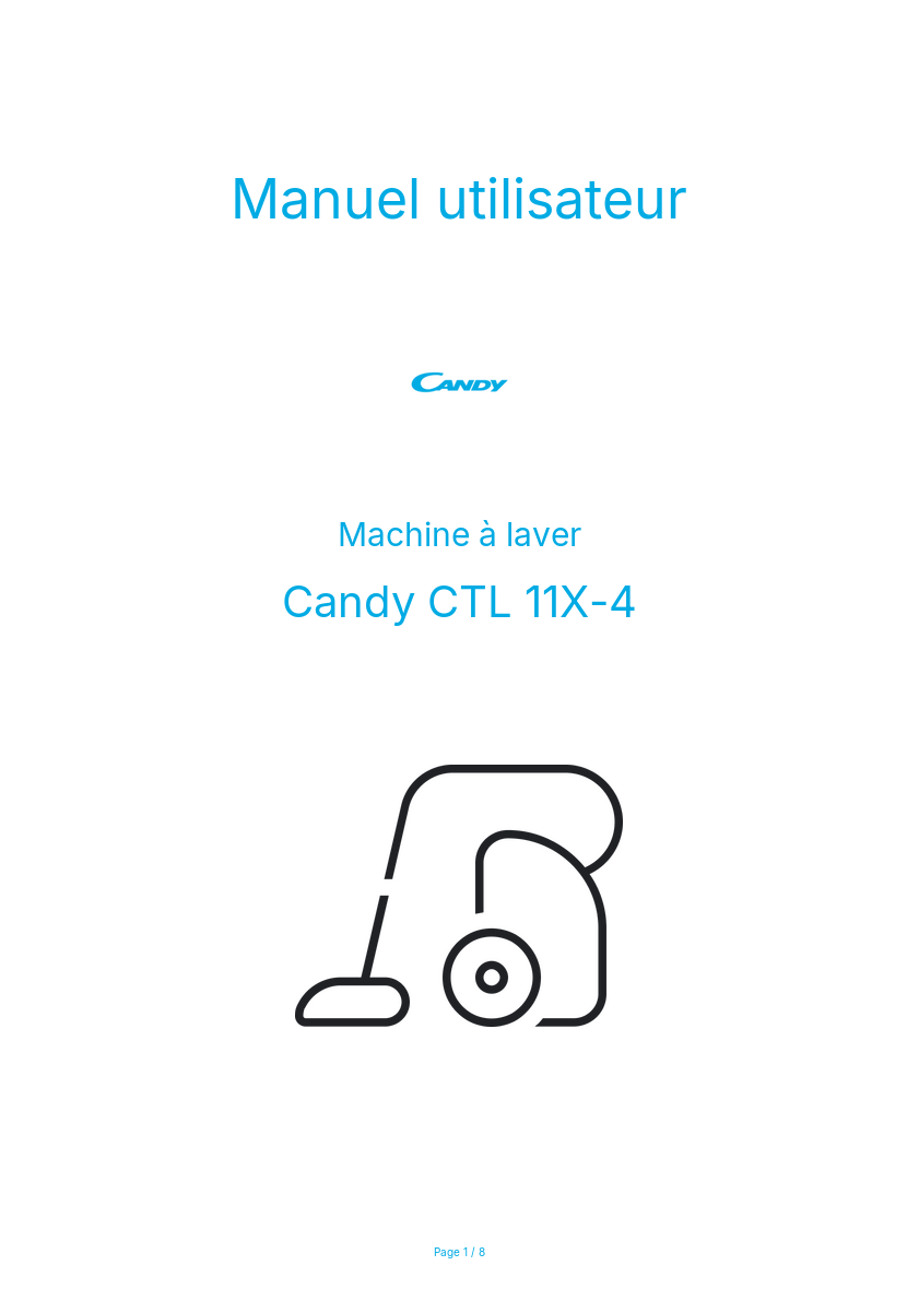Page n°1 - Manuel utilisateur Candy CTL 11X-4