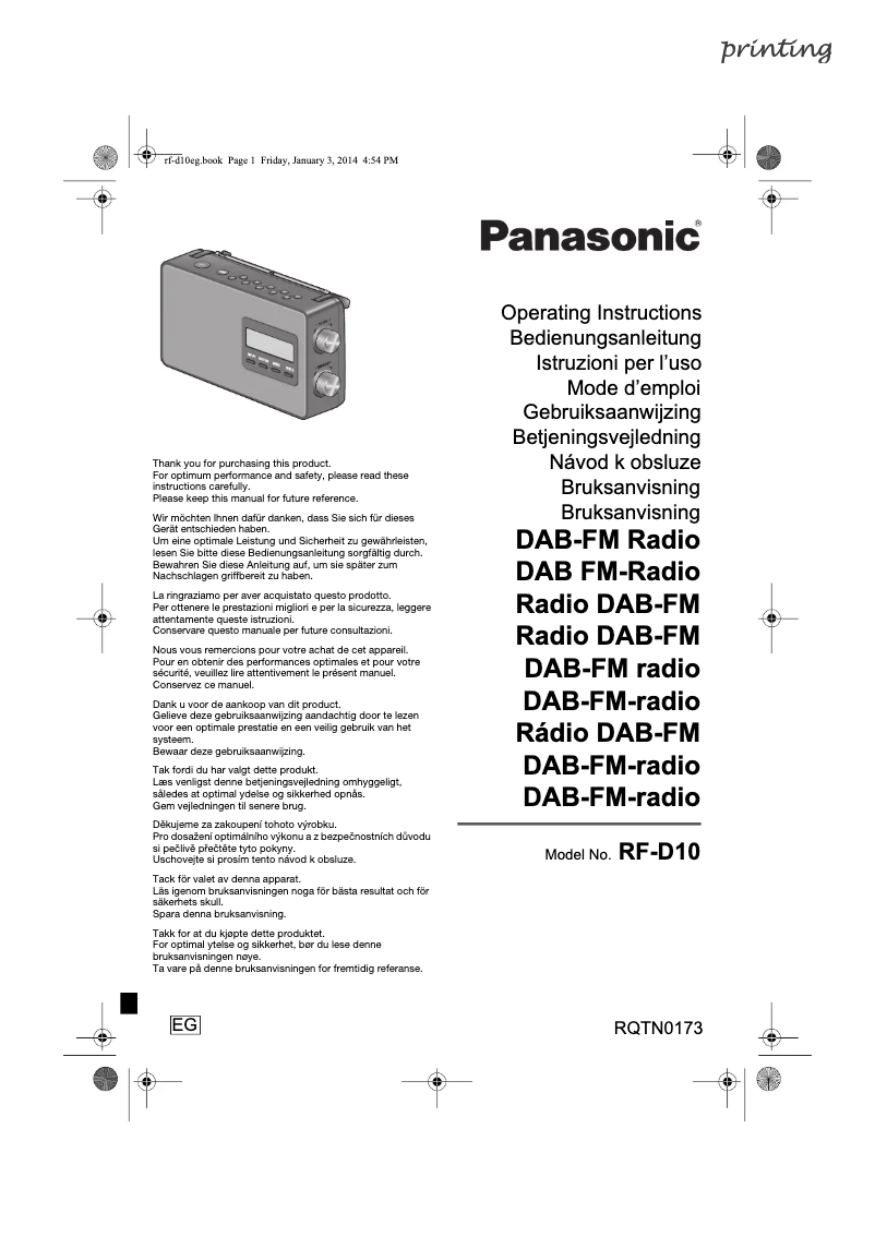 Página 1 del manual Manual de usuario Panasonic RF-D10EB
