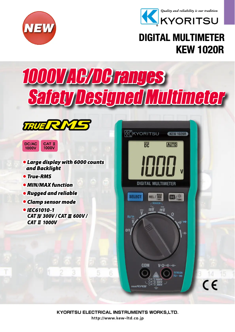 Page 1 de la notice Manuel utilisateur Kyoritsu KEW1020R