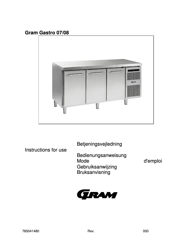 Page 1 of the manual User Manual Gram Gastro 07