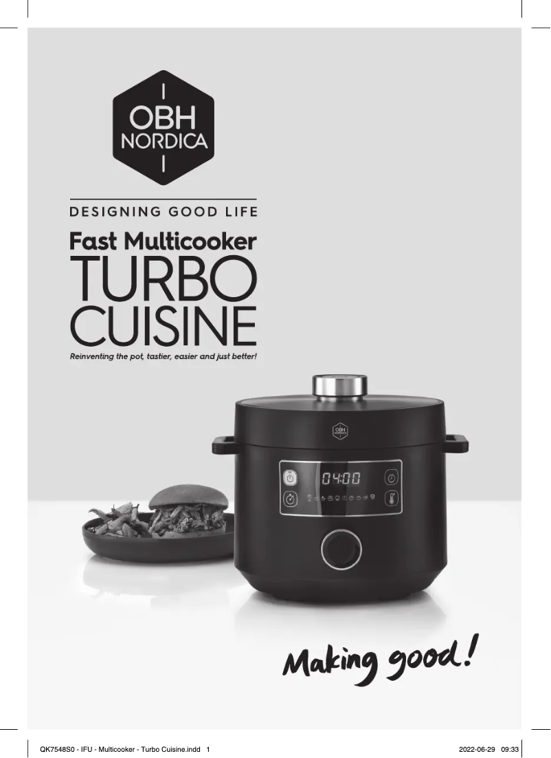 Page 1 de la notice Manuel utilisateur OBH Nordica Turbo Cuisine QK7548S0