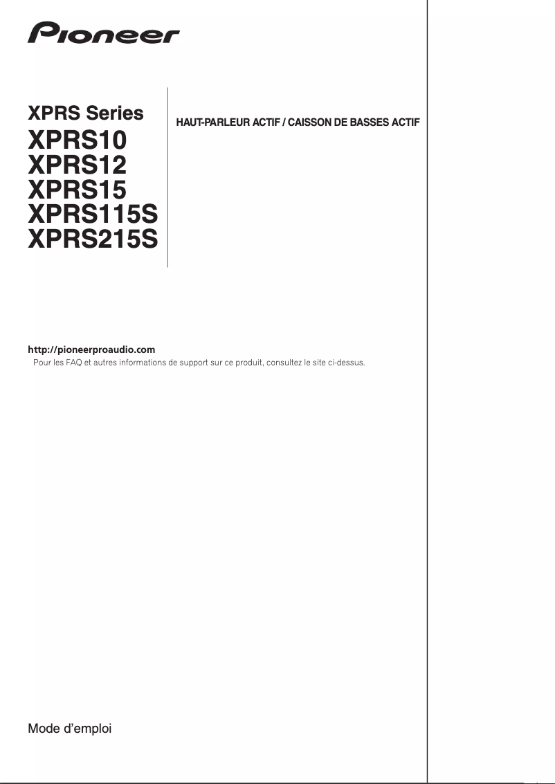 Image de la première page du manuel de l'appareil XPRS115S