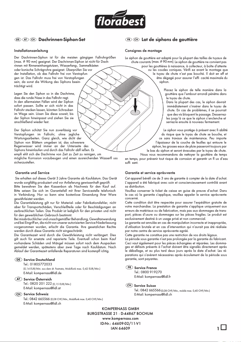 Page n°1 - Manuel utilisateur Florabest IAN 64609