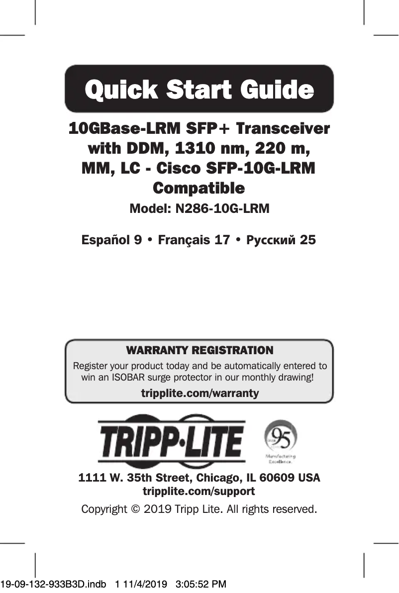 Page n°1 - Manuel utilisateur Tripp Lite N286-10G-LRM