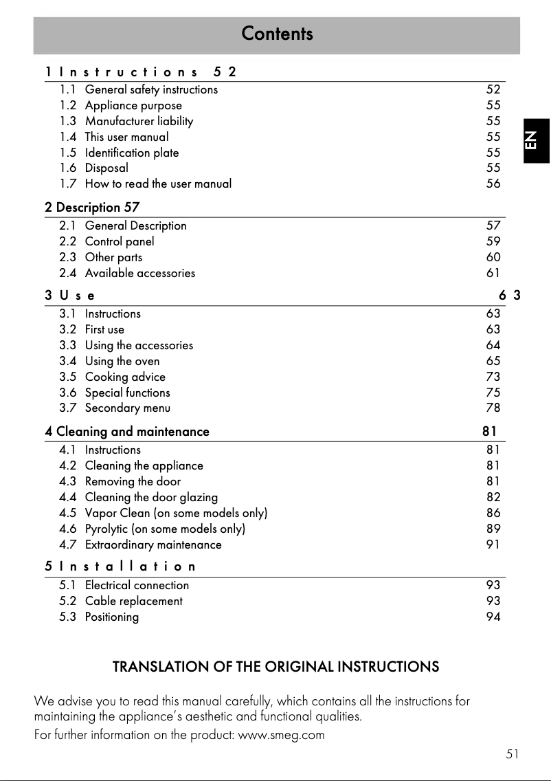 Page n°1 - Mode d'emploi Smeg SF6372X