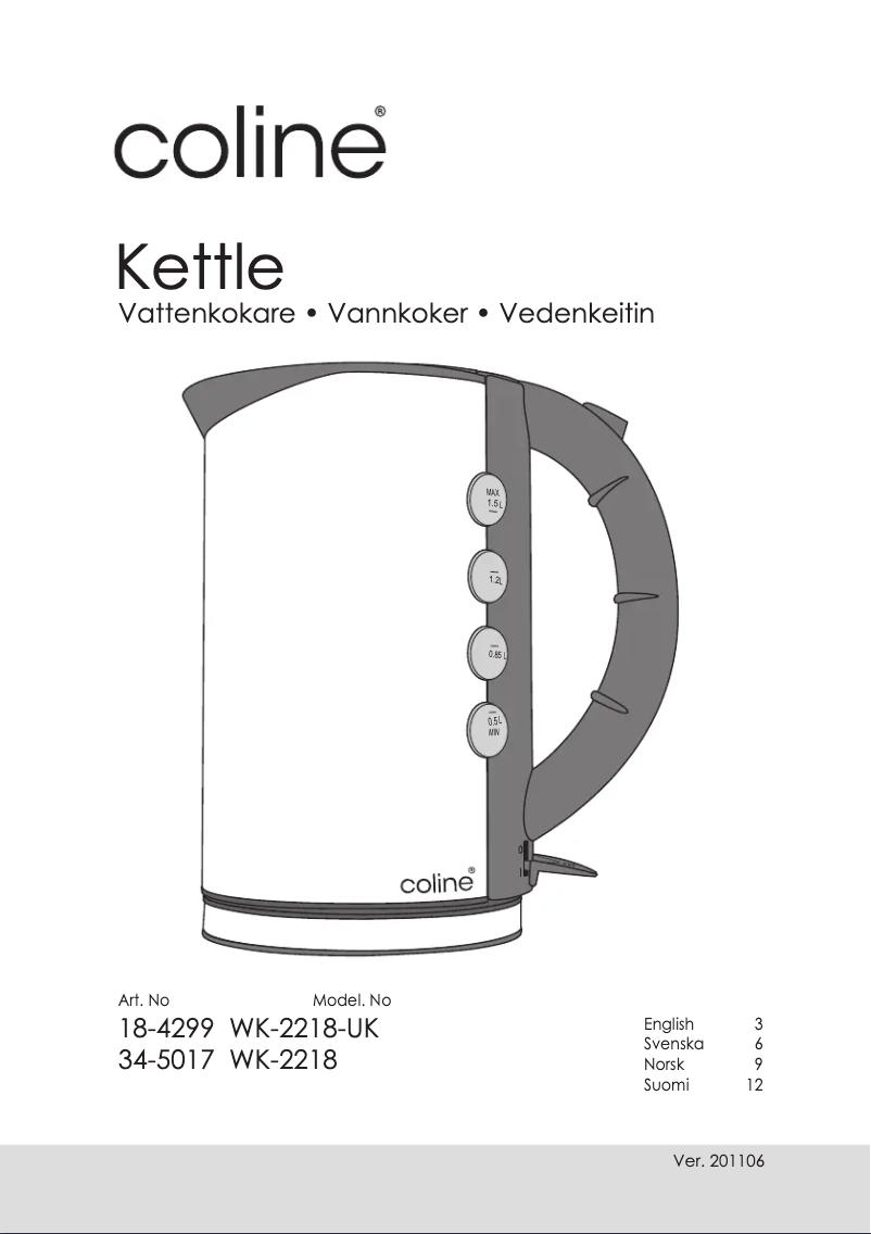 Page 1 de la notice Manuel utilisateur Coline WK-2218