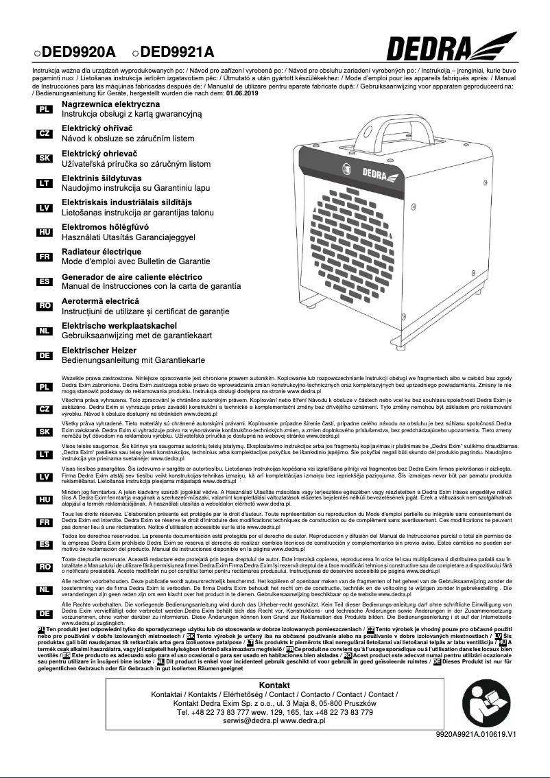 Image de la première page du manuel de l'appareil DED9920A