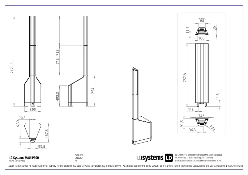 Page n°1 - Fiche technique LD Systems Maui P900