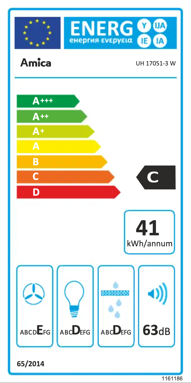 Page n°1 - Label énergétique Amica UH 17051-3 W