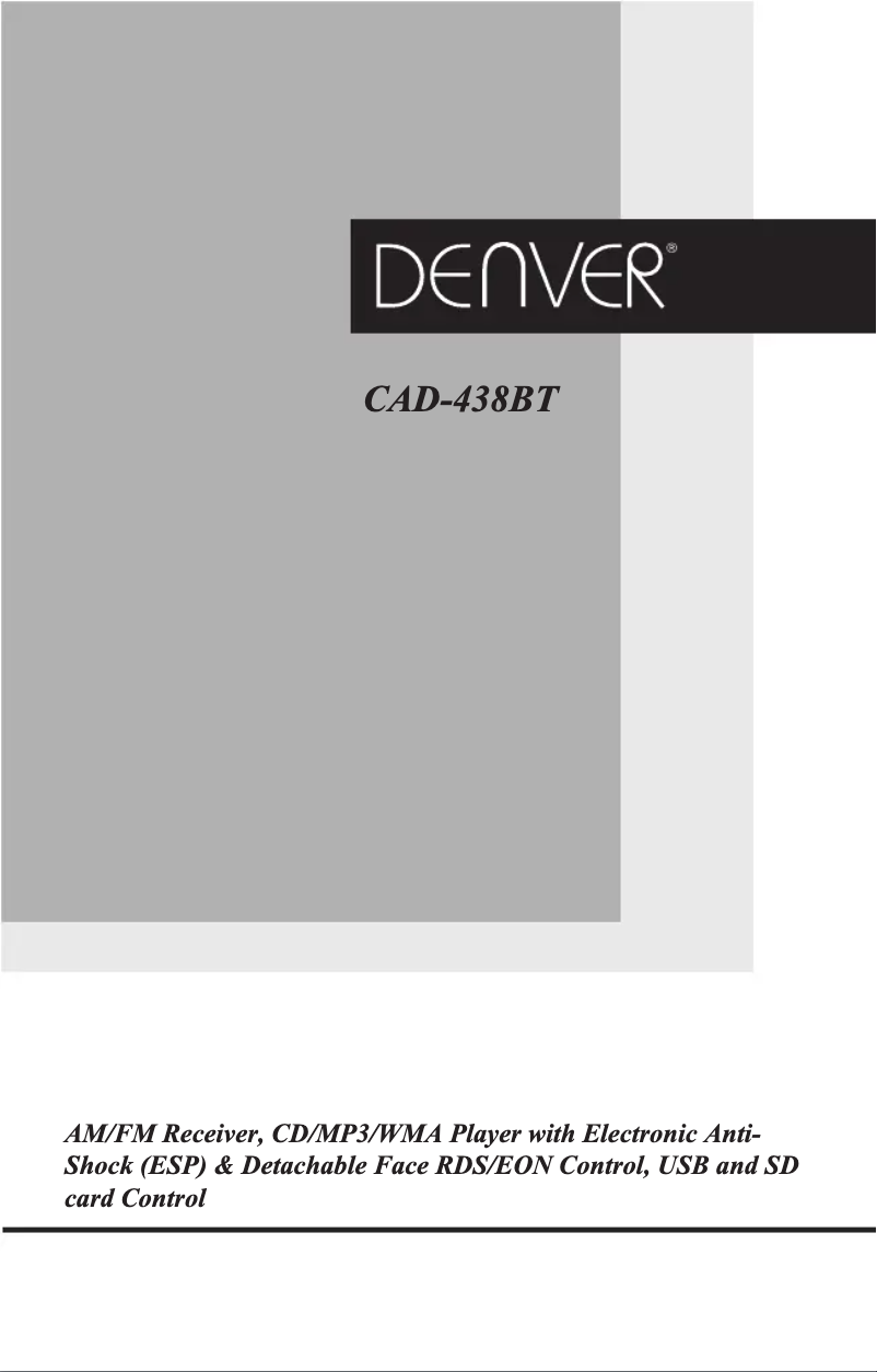 Page n°1 - Manuel utilisateur Denver CAD-438BT