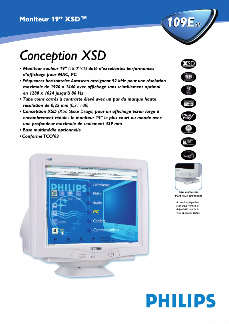 Página 1 del manual Ficha técnica Philips 109E50